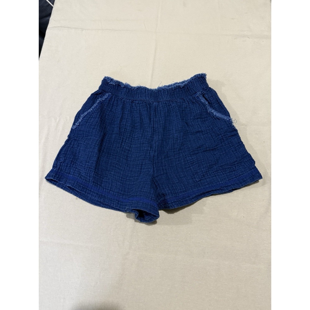 Aerie Women's Blue Gauze Elastic Waist Shorts Size‎ S Beach Summer Cotton